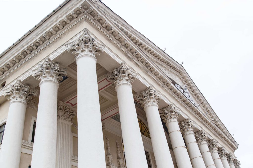 Neoclassical building facade with Corinthian columns