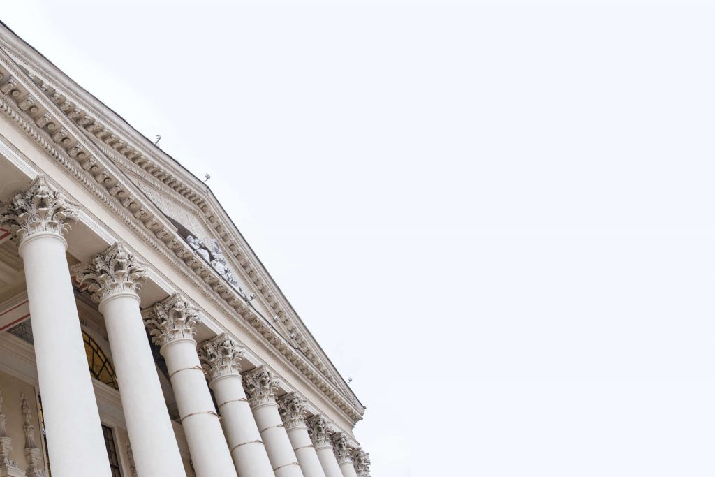 Neoclassical building façade with Corinthian columns